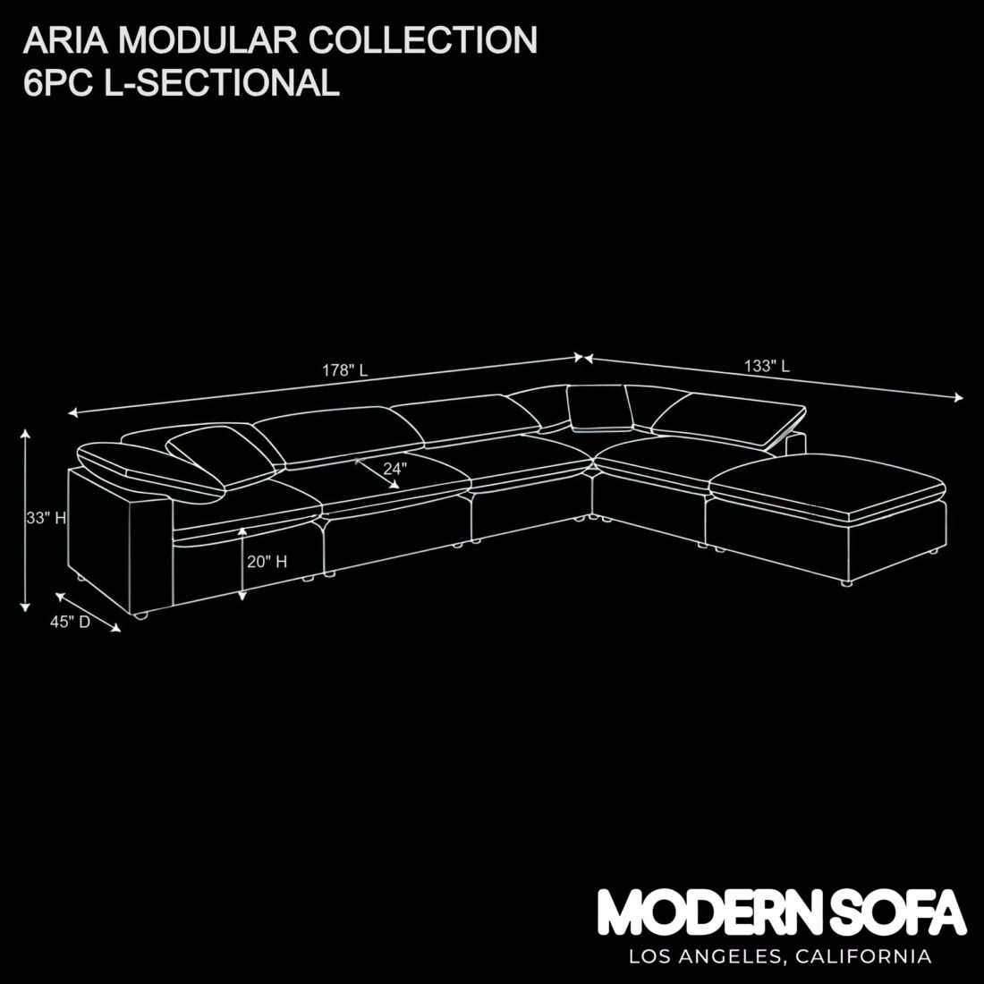 ARIA MODULAR 6-PIECE OPEN L-SECTIONAL - Image 2