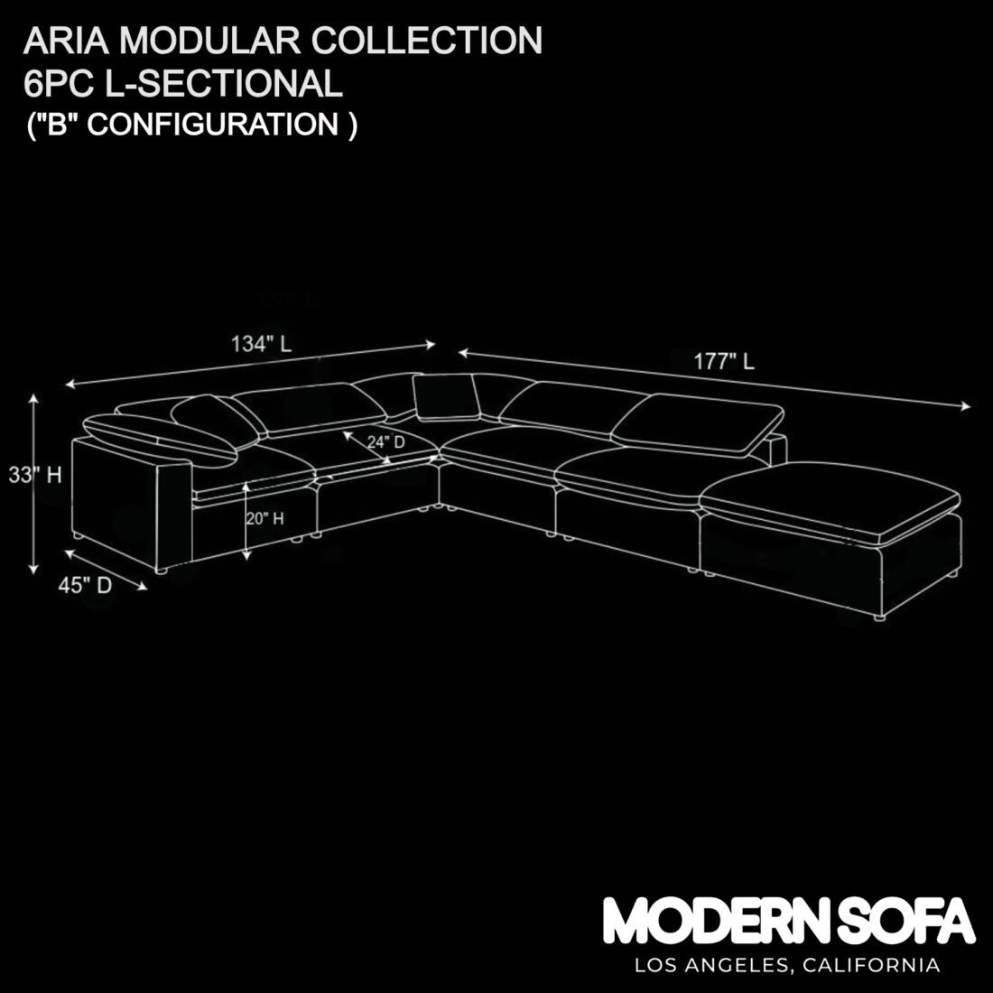 ARIA MODULAR 6-PIECE OPEN L-SECTIONAL - Image 3